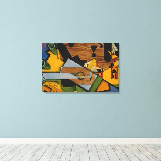 Nog steeds leven met een gitaar canvas afdruk (Insitu (Houten vloer))