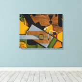 Nog steeds leven met een gitaar canvas afdruk (Insitu (Houten vloer))