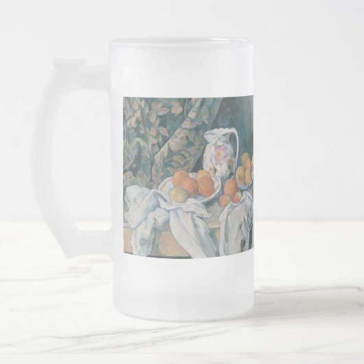 Nog steeds leven met een gordijn van Paul Cezanne Matglas Bierpul (Links)