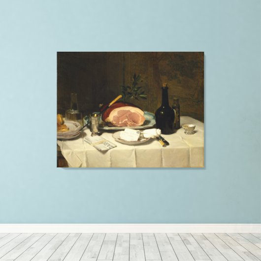 Nog steeds leven met een ham canvas afdruk (Insitu (Houten vloer))