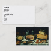 Nog steeds leven met een ham (olie op het paneel) visitekaartje (Voorkant / Achterkant)