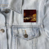 Nog steeds leven met een haring vierkante button 5,1 cm (In situ)