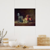 Nog steeds leven met een mandje perziken poster (Keuken)