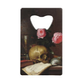 Nog steeds leven met een schedel creditkaart flessenopener (Voorkant)