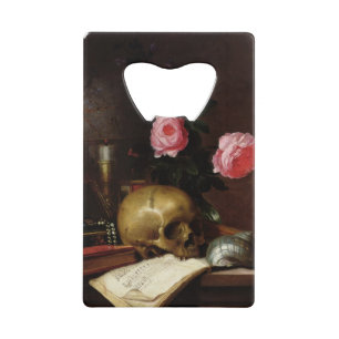 Nog steeds leven met een schedel creditkaart flessenopener