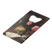 Nog steeds leven met een schedel creditkaart flessenopener (Achterkant Gekanteld)