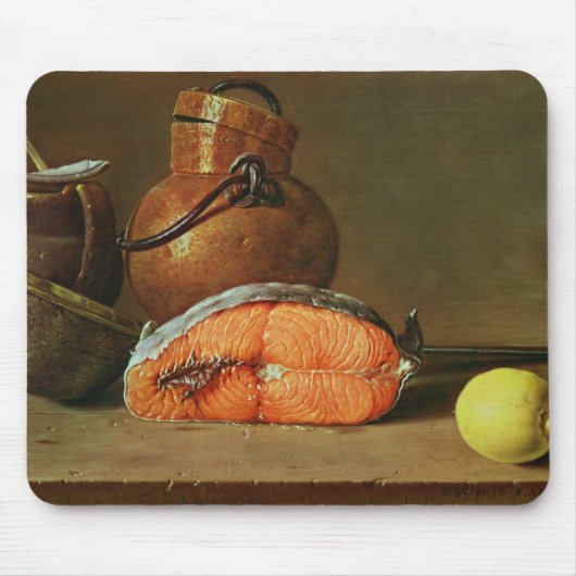 Nog steeds leven met een stuk zalm muismat (Voorkant)