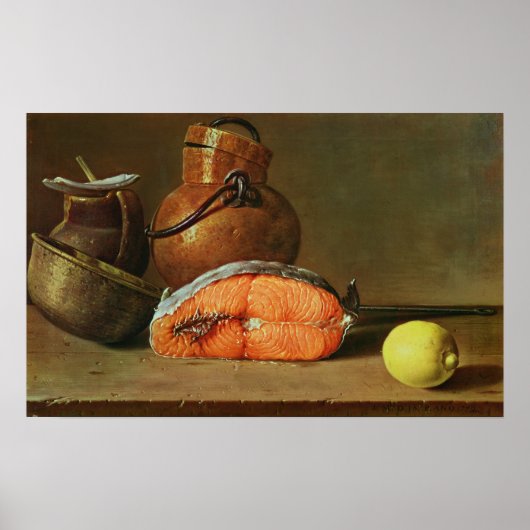Nog steeds leven met een stuk zalm poster (Voorkant)