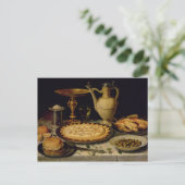 Nog steeds leven met een tart, kip, brood en olijv briefkaart (Staand voorkant)