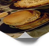 Nog steeds leven met een tart, kip, brood en olijv poster (Hoek)
