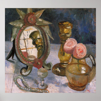 Nog steeds leven met een venetiaanse spiegel door  poster