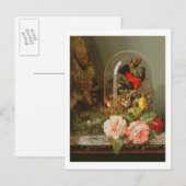 Nog steeds leven met een vogel in een glazen koepe briefkaart (Voorkant / Achterkant)