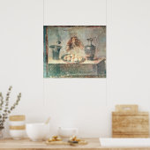 Nog steeds leven met eieren en borstels poster (Keuken)