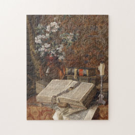 Nog steeds leven met folio's en kersenbloesems legpuzzel