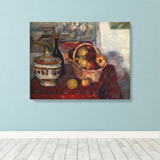 Nog steeds leven met frisdrank door Paul Cezanne Canvas Afdruk (Insitu (Houten vloer))