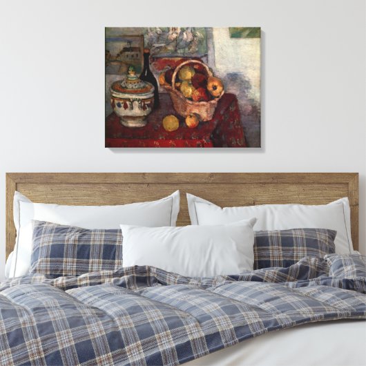 Nog steeds leven met frisdrank door Paul Cezanne Canvas Afdruk (Insitu (Slaapkamer))