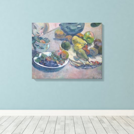 Nog steeds leven met fruit door Paul Gauguin Canvas Afdruk (Insitu (Houten vloer))