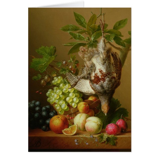 Nog steeds leven met fruit en een dode patrijs (Voorkant)