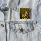 Nog steeds leven met fruit en een dode patrijs vierkante button 5,1 cm (In situ)