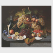 Nog steeds leven met fruit, oesters en wijnschilde cadeaupapier (Vlak)