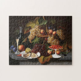Nog steeds leven met fruit, oesters en wijnschilde legpuzzel