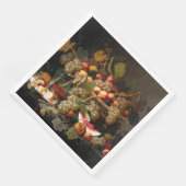 Nog steeds leven met fruit, oesters en wijnschilde servet (Hoek)