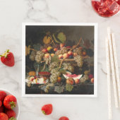 Nog steeds leven met fruit, oesters en wijnschilde servet (Insitu)