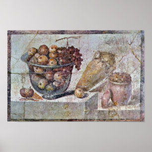 nog steeds leven met glazen stoom van fruit en vet poster