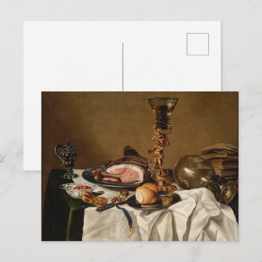 Nog steeds leven met ham, boeken en sierschepen briefkaart (Voorkant / Achterkant)