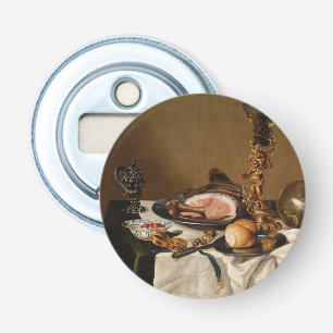 Nog steeds leven met ham, boeken en sierschepen button flesopener