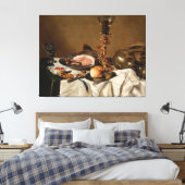 Nog steeds leven met ham, boeken en sierschepen canvas afdruk (Insitu (Slaapkamer))