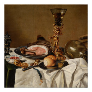 Nog steeds leven met ham, boeken en sierschepen perfect poster