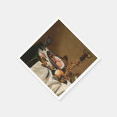 Nog steeds leven met ham, boeken en sierschepen servet (Hoek)