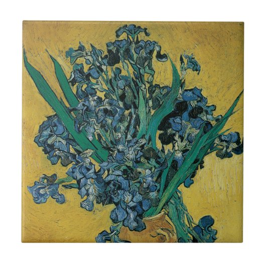 Nog steeds leven met Irises door Vincent van Gogh Tegeltje (Voorkant)