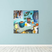 Nog steeds leven met kat | Auguste Macke | Canvas Afdruk (Insitu (Houten vloer))