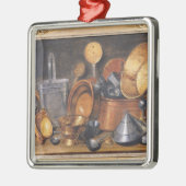 Nog steeds leven met keukengereedschap metalen ornament (Links)