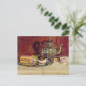 Nog steeds leven met koekjes en een zilvertheepot  briefkaart (Staand voorkant)