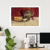 Nog steeds leven met koekjes en een zilvertheepot poster (Thuiskantoor)