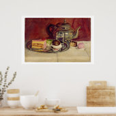 Nog steeds leven met koekjes en een zilvertheepot poster (Keuken)