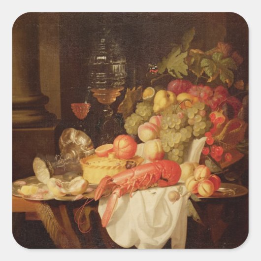 Nog steeds leven met Lobster Vierkante Sticker (Voorkant)