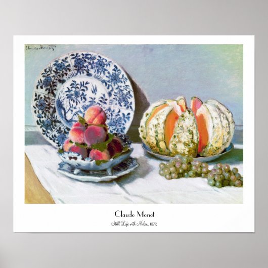 Nog steeds leven met Melon, 1872 Claude Monet Poster (Voorkant)