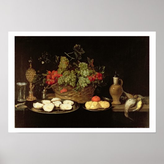 Nog steeds leven met oesters poster (Voorkant)