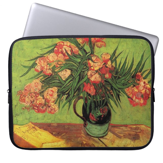 Nog steeds leven met Oleanders en Boeken, Van Gogh Laptop Sleeve (Voorkant)