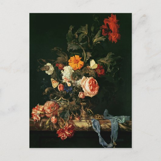 Nog steeds leven met papavers en Rozen Briefkaart (Voorkant)