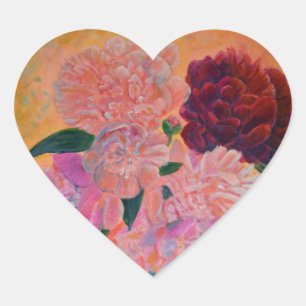 Nog steeds leven met Peony bouquet Hart Sticker