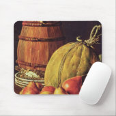 Nog steeds leven met peren, meloenen en vat muismat (Met muis)