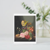 Nog steeds leven met pinda's en een glas wijn briefkaart (Staand voorkant)