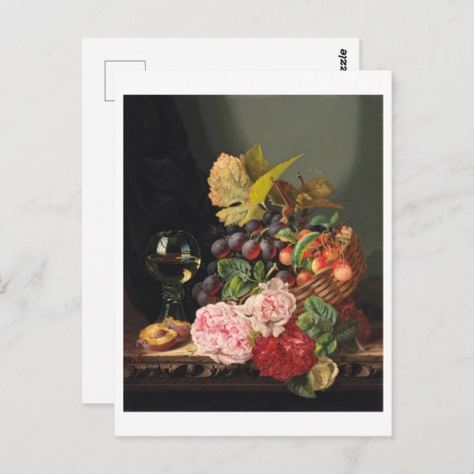 Nog steeds leven met pinda's en een glas wijn briefkaart (Voorkant / Achterkant)