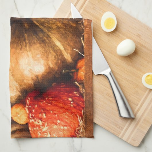 Nog steeds leven met pompoenen en keukenhanddoeken (Quarter Fold)