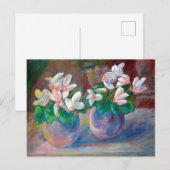 Nog steeds leven met roze cyclamen die schilderen briefkaart (Voorkant / Achterkant)